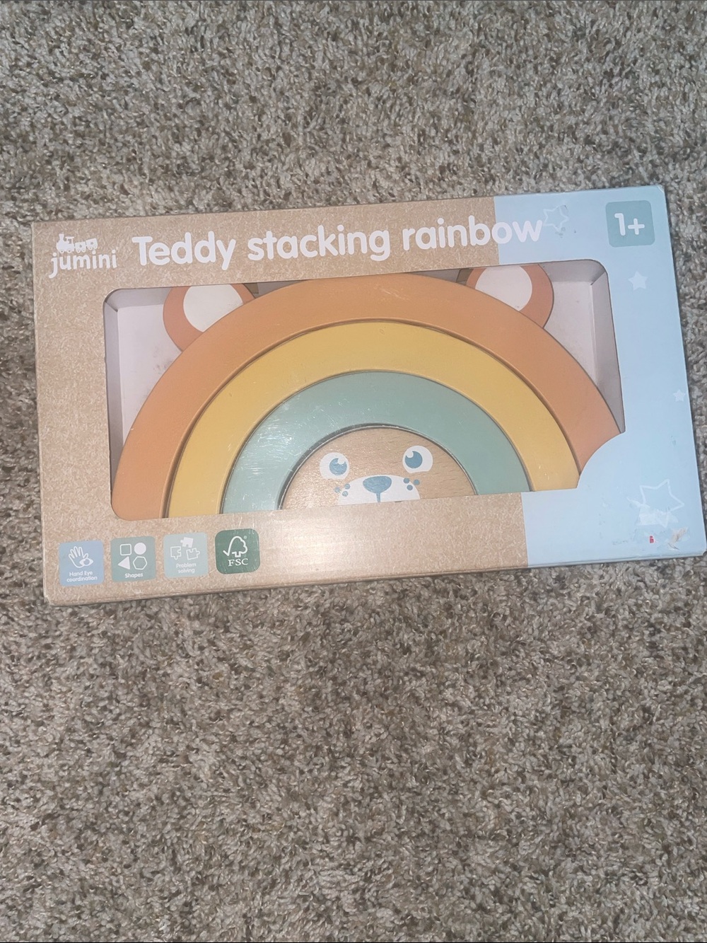 Teddy Stacking Rainbow - Pastel Orange, Yellow & Green